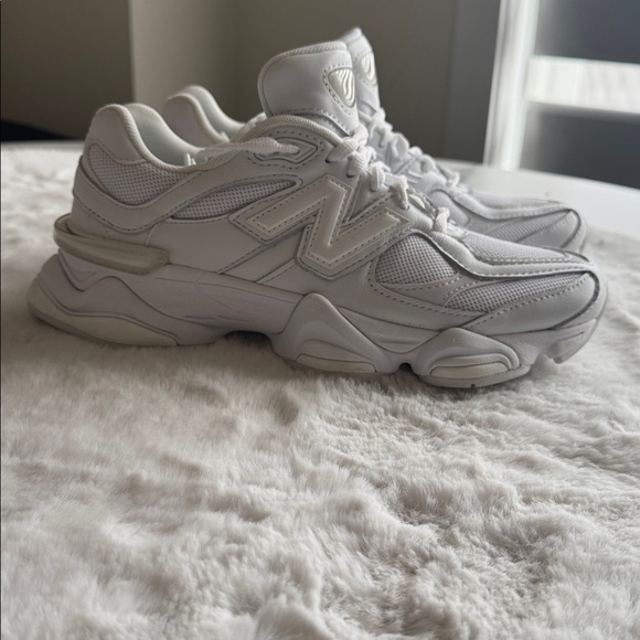 New Balance Shoes - New Balance 9060 White Chunky Mesh & Leather Sneakers